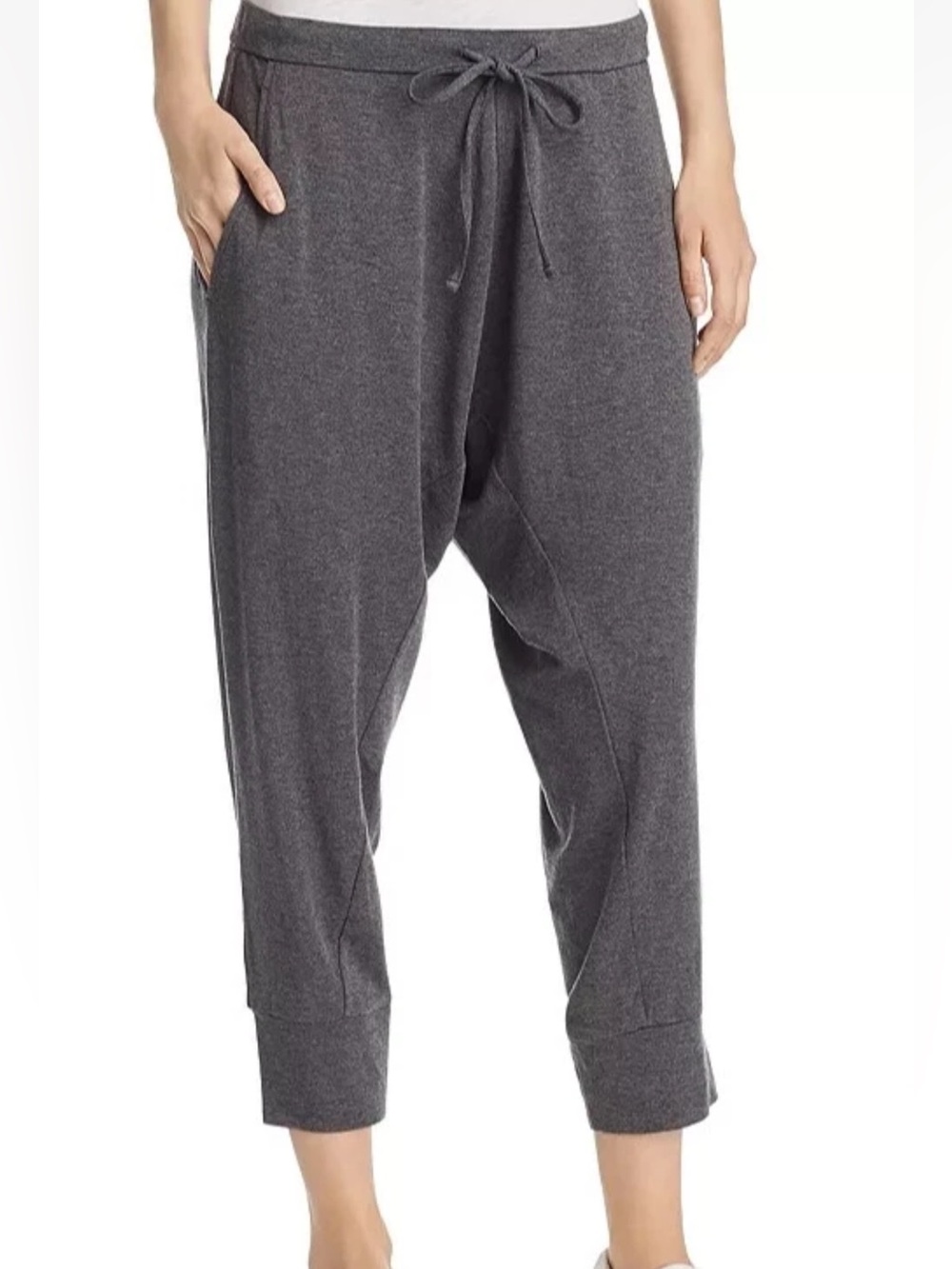 Eileen Fisher Tencel Jersey Jogger Pants Charcoal Gray Sz Small Petite Cropped